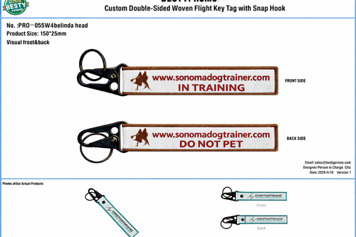 Custom Double-Sided Woven Flight Key Tag with Snap Hook-260713-05-RE