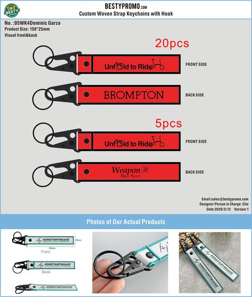 Custom Double-Sided Woven Flight Key Tag with Snap Hook -20260514-05