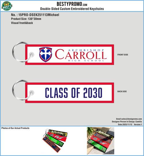 Double Sided Embroidered Keychain 15PRO-DSEK251113Michael