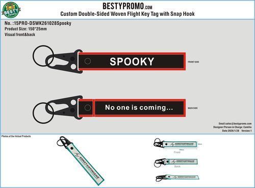 Custom Woven Flight Key Tag with Hook 15PRO-DSWK261028Spooky