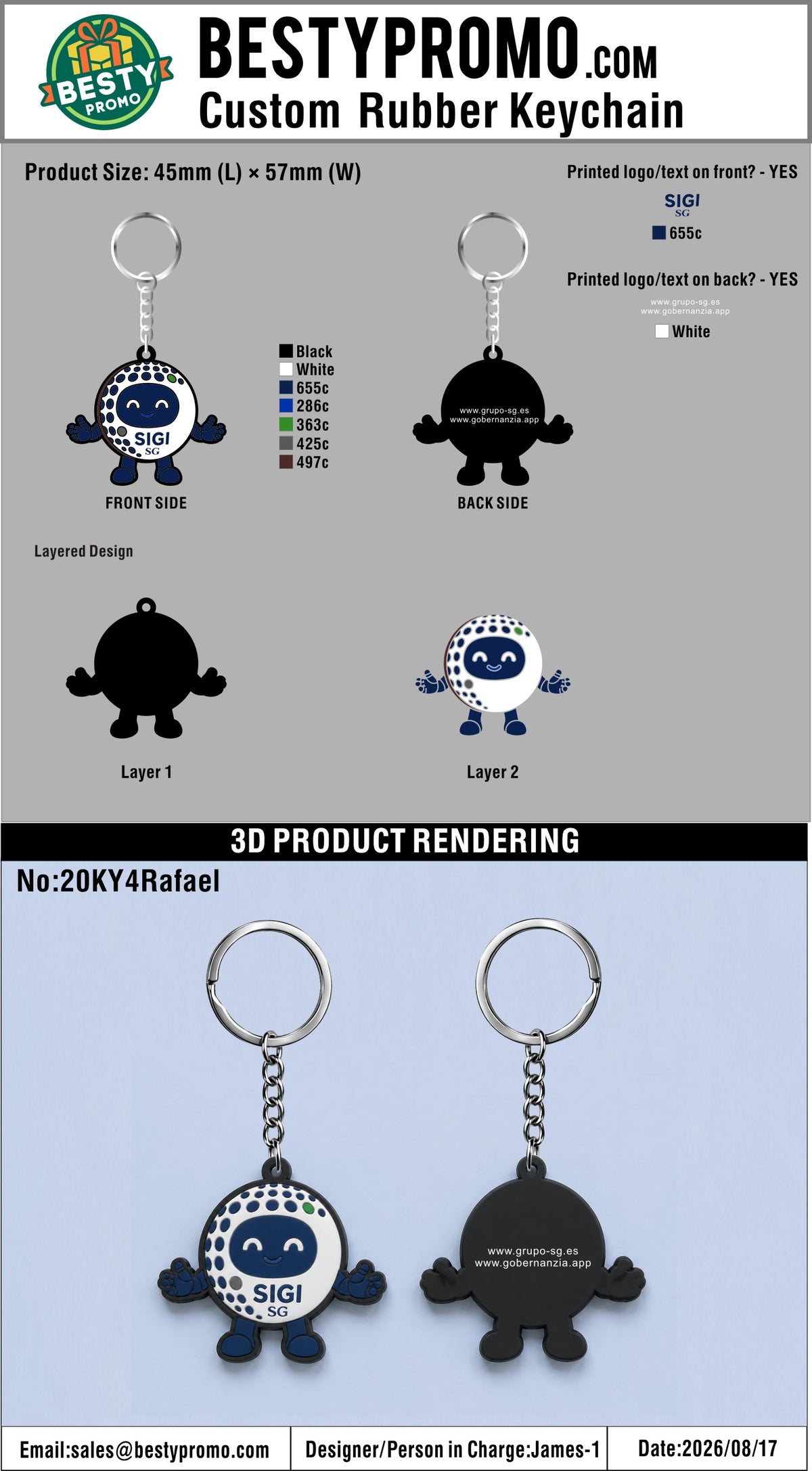 Custom 3D Die Cut Rubber Keychains – 20260908-20-3