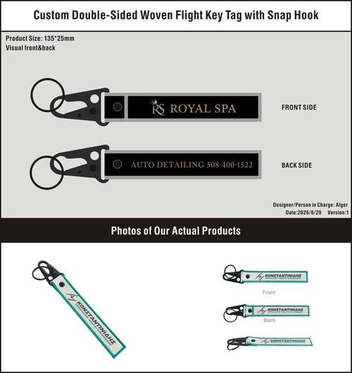 Custom Double-Sided Woven Flight Key Tag with Snap Hook-20260630-22-11