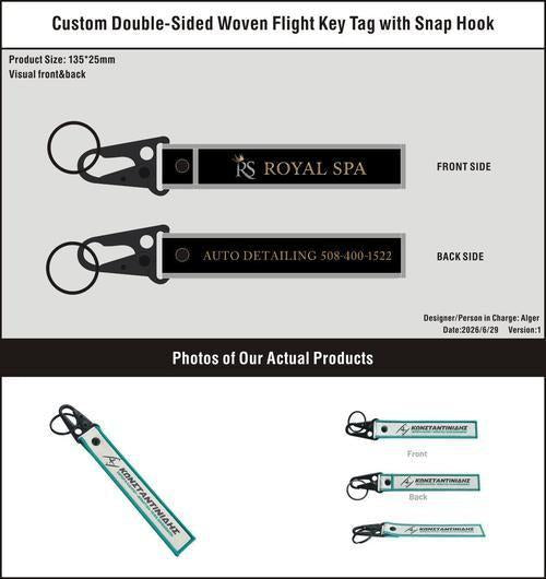 Custom Double-Sided Woven Flight Key Tag with Snap Hook-20260630-22-11