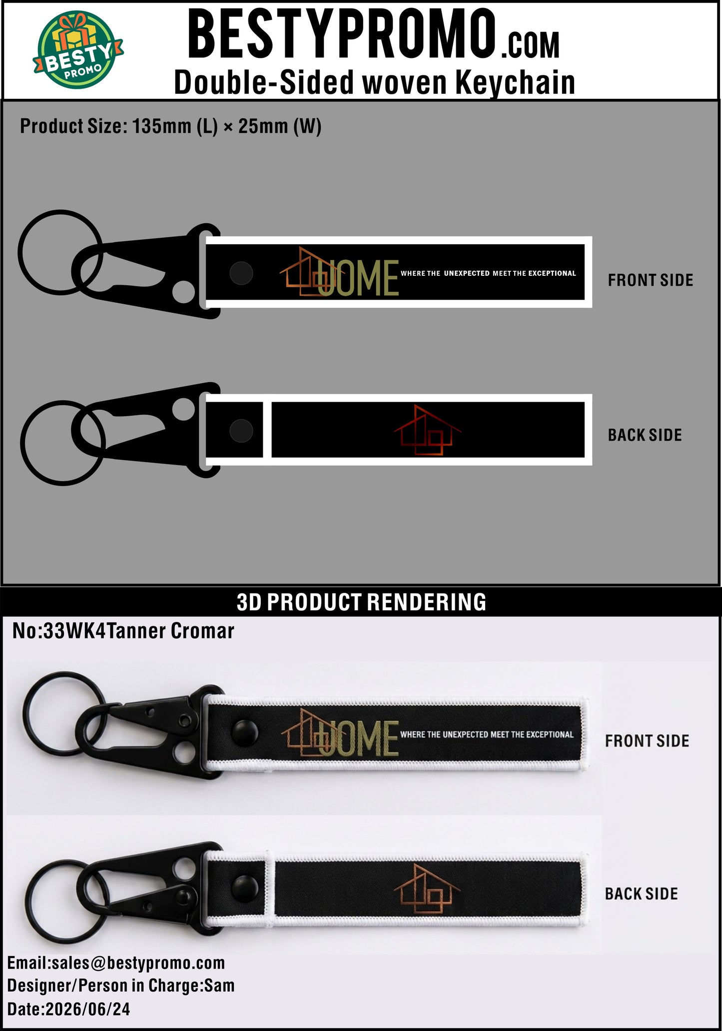 Custom Double-Sided Woven Flight Key Tag with Snap Hook - 20260627 - 33
