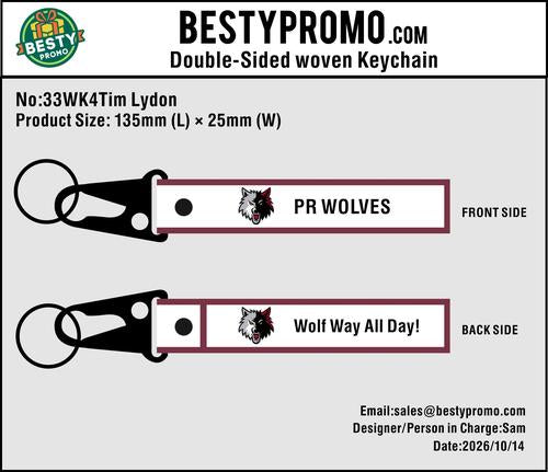 Custom Double-Sided Woven Flight Key Tag with Snap Hook-261014-33