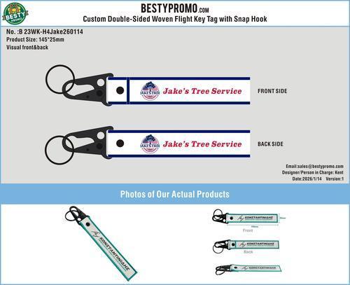 Custom Double-Sided Woven Flight Key Tag with Snap Hook-23WK-H4Jake260114