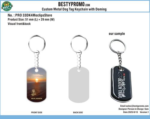 Custom Metal Dog Tag Keychain with Doming-PRO 33DK4MoclipsStore250813