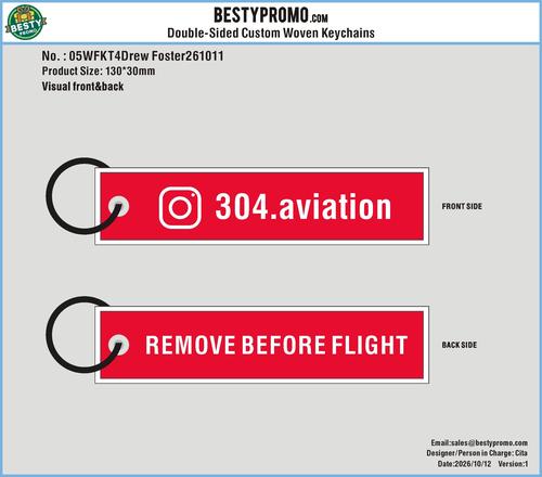 Custom Double-Sided Woven Flight Key Tag-261014-05