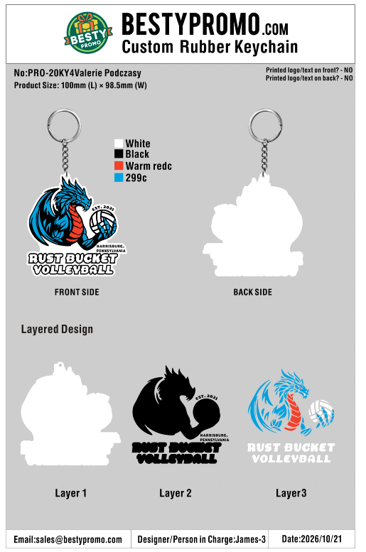 Custom 3D Die Cut Rubber Keychains – 20261022-20-RE