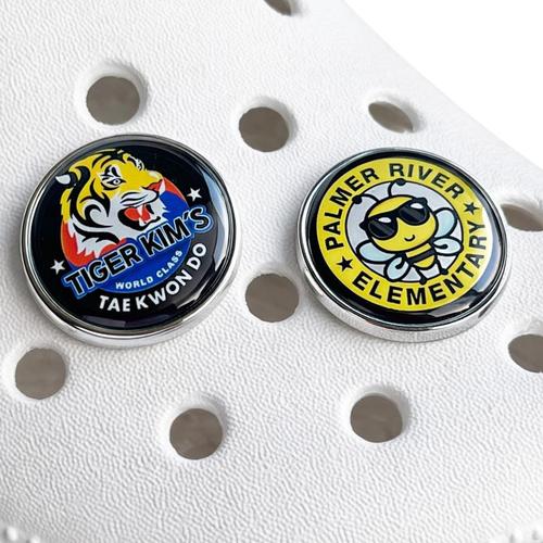 Custom Logo Domed Metal Clog Charms - Free Design Proof & Quote