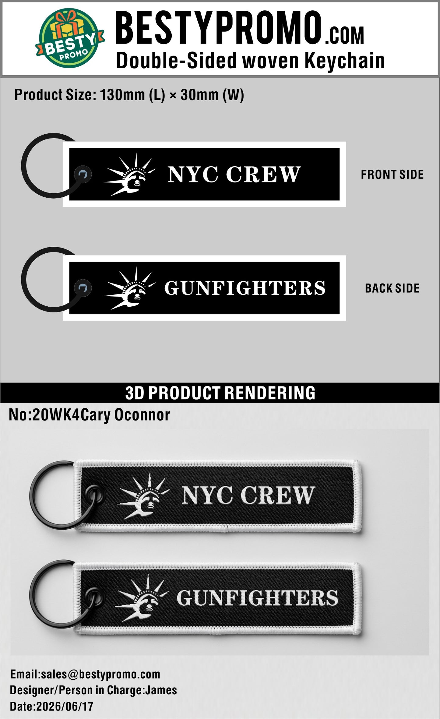 Custom Double-Sided Woven Flight Key Tag – 20260623-20