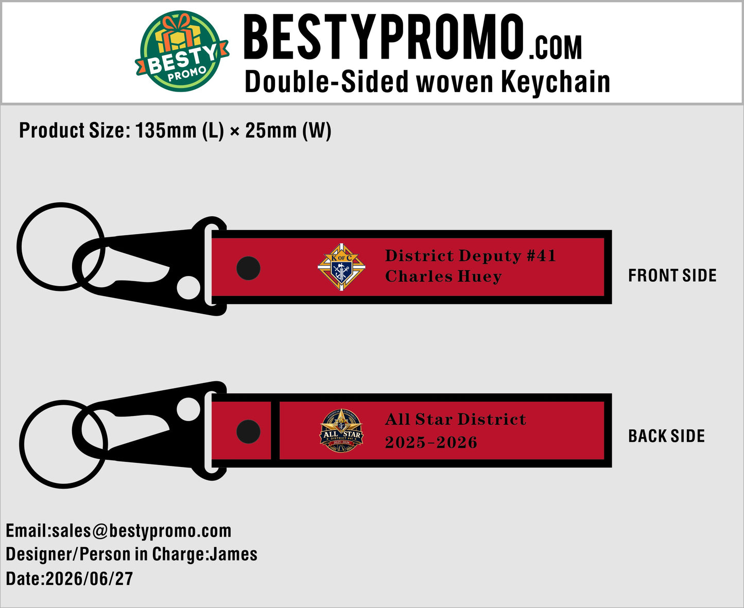 Custom Double-Sided Woven Flight Key Tag with Snap Hook - 20260629-20
