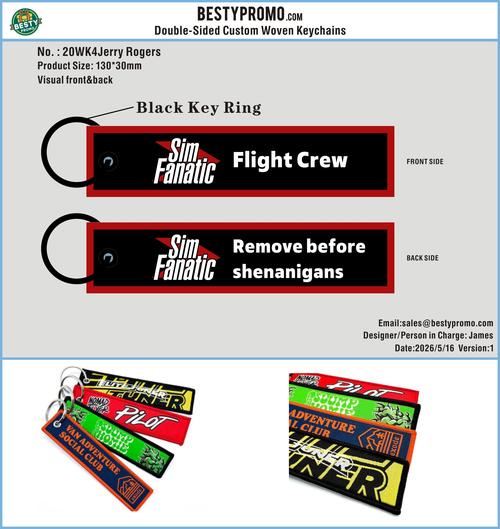 Custom Double-Sided Woven Flight Key Tag – 20260519-20