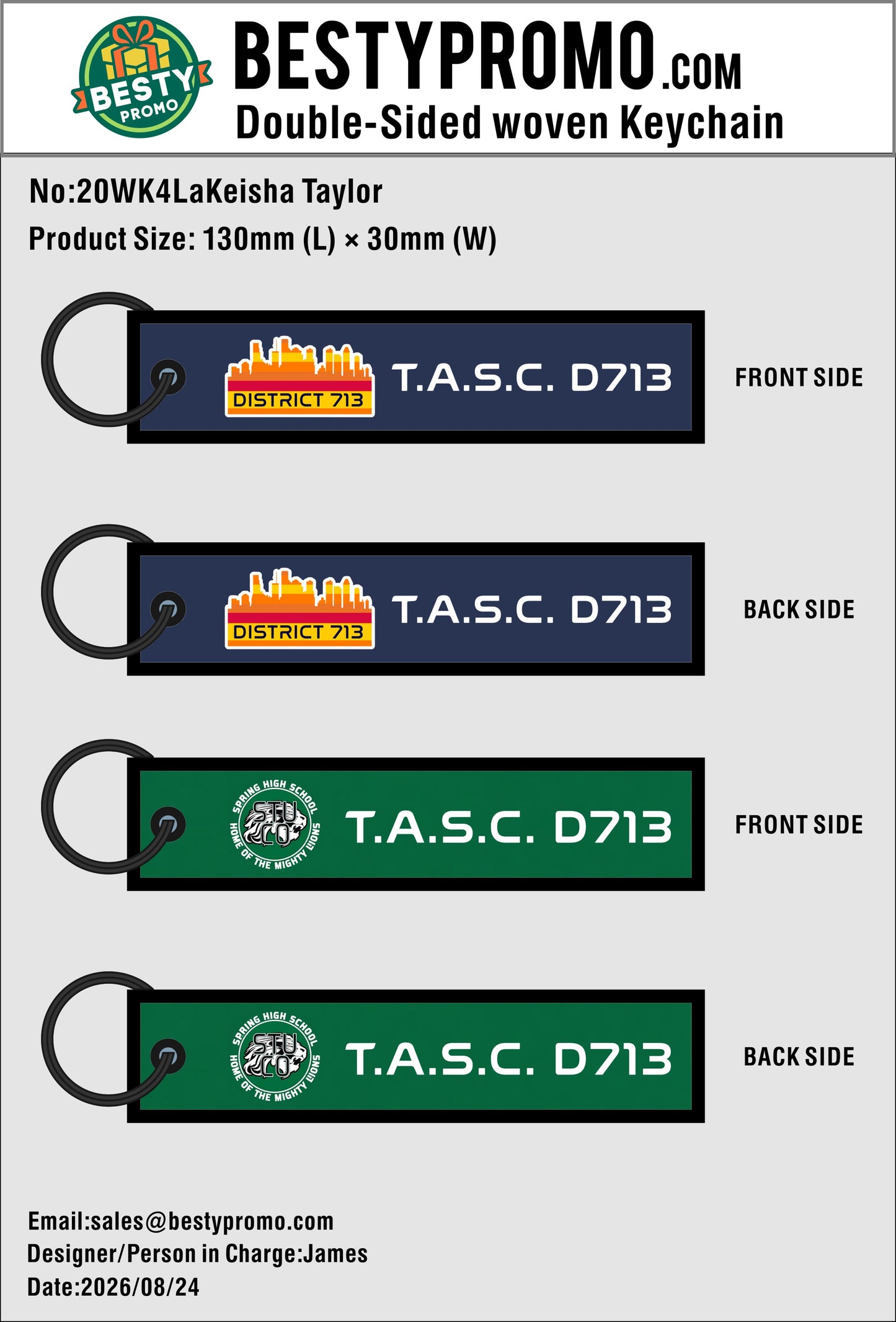 Custom Double-Sided Woven Flight Key Tag – 20260831-20