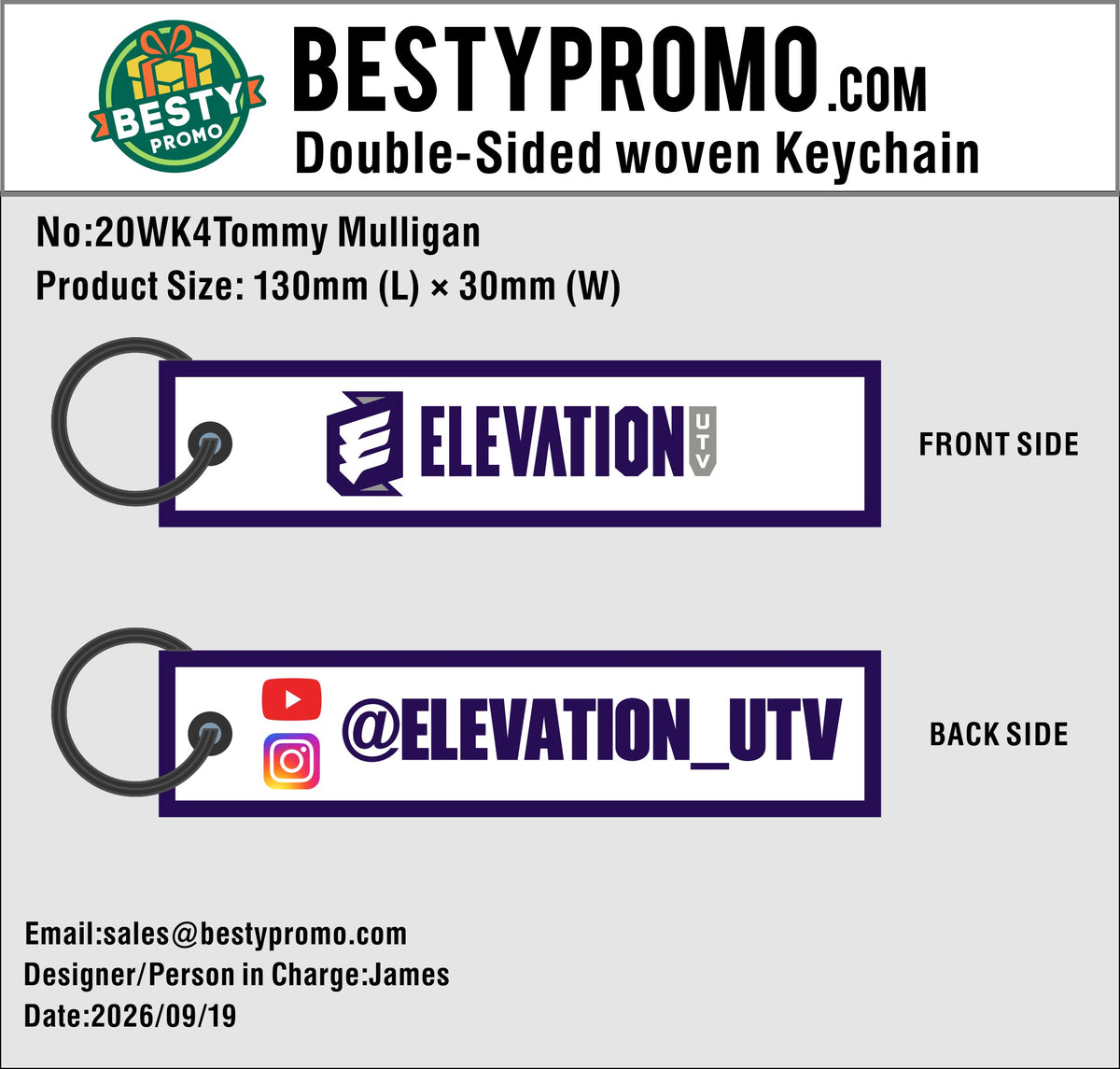 Custom Double-Sided Woven Flight Key Tag – 20260920-20