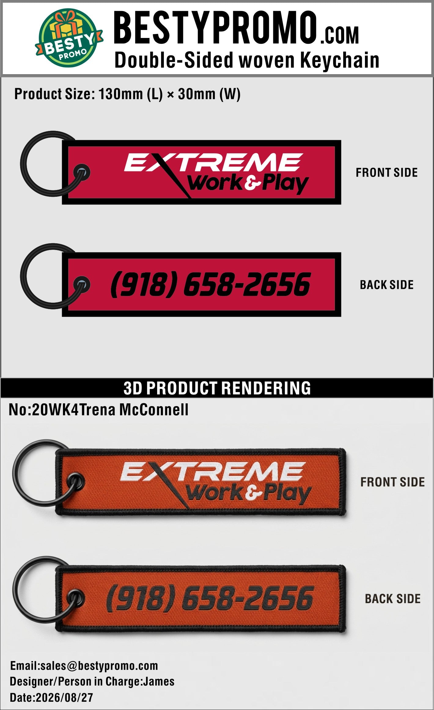 Custom Double-Sided Woven Flight Key Tag – 20260901-20
