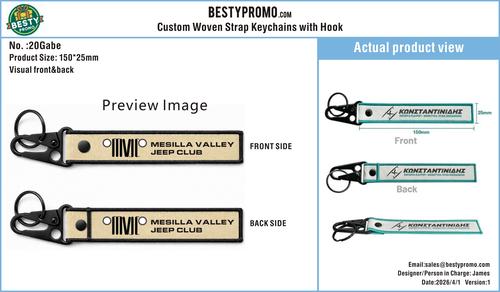 Custom Double-Sided Woven Flight Key Tag with Snap Hook - 20260407-20