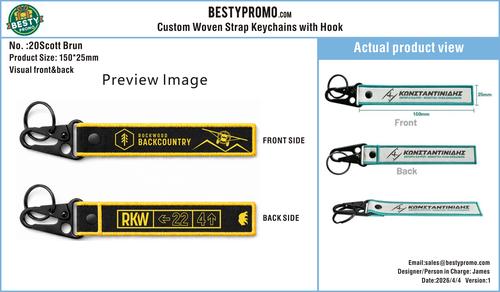 Custom Double-Sided Woven Flight Key Tag with Snap Hook -20260407-20