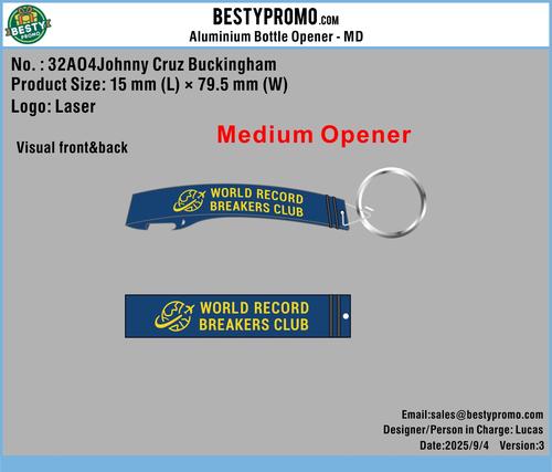Aluminum Opener Keychain (medium size) 32AO4Johnny Cruz Buckingham 20250905-RE