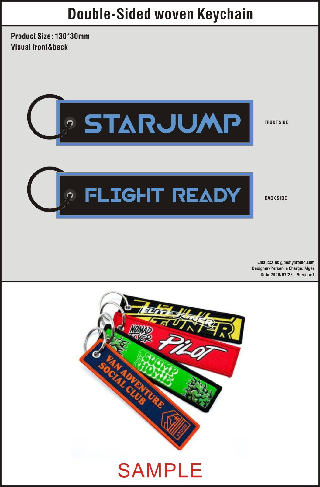 Custom Double-Sided Woven Flight Key Tag-20260816-22-3