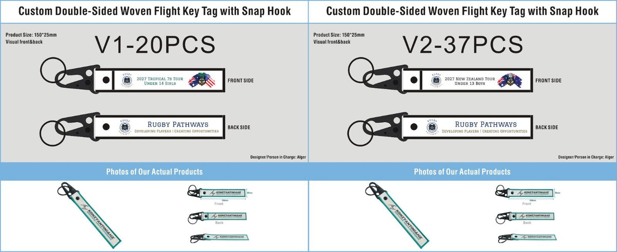 Custom Double-Sided Woven Flight Key Tag with Snap Hook-20260910-22-1