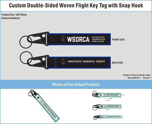 Custom Double-Sided Woven Flight Key Tag with Snap Hook-20260814-22-RE