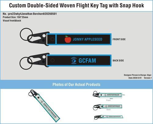 Custom Double-Sided Woven Flight Key Tag with Snap Hook-20260502-22-1