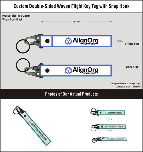Custom Double-Sided Woven Flight Key Tag with Snap Hook-20260831-22-11