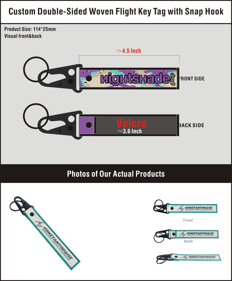 Custom Double-Sided Woven Flight Key Tag with Snap Hook-20260829-22-1