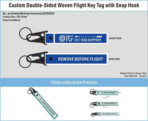 Custom Double-Sided Woven Flight Key Tag with Snap Hook-20260509-22-1