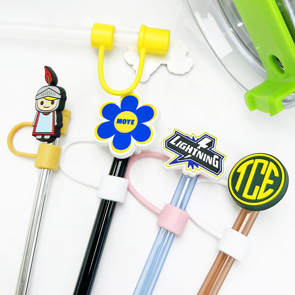 custom straw toppers with logo