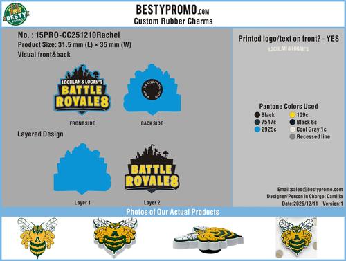Custom Rubber Clog Charms 15PRO-CC251210Rachel