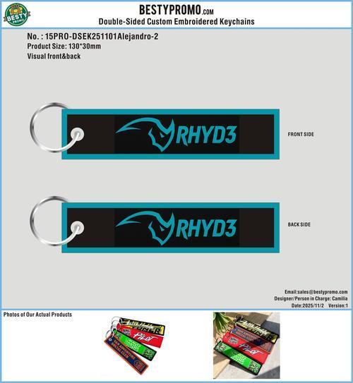 Custom Double Sided Embroidered Keychain 15PRO-DSEK251101Alejandro
