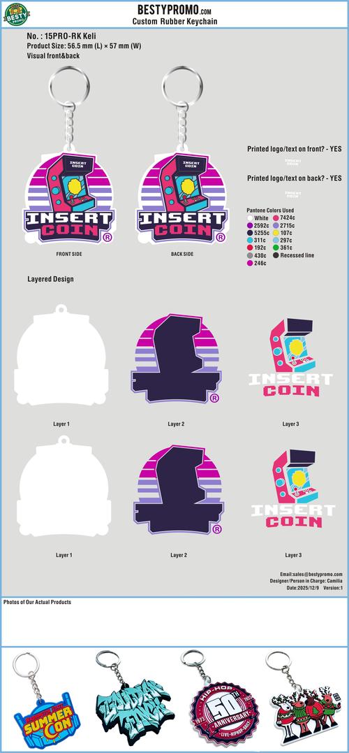 Custom Rubber Versatile Charm+Double-Sided 3D Rubber Keychain 15PRO-VSC251130Keli