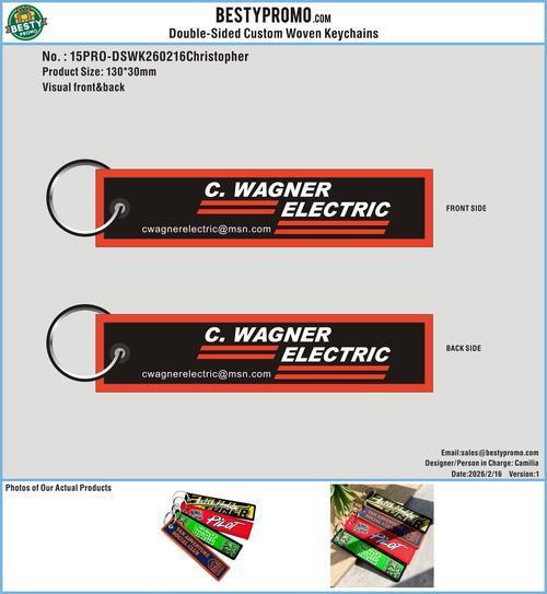 Custom Double Sided Woven Keychains 15PRO-DSWK260216Christopher