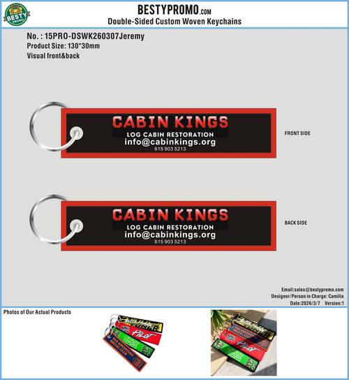 Custom Double Sided Woven Keychains 15PRO-DSWK260307Jeremy