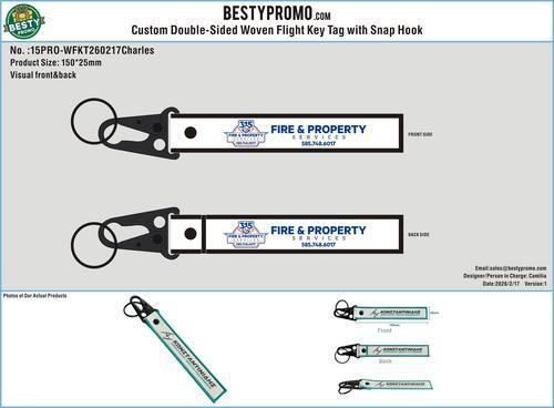 Custom Woven Flight Key Tag with Hook 15PRO-WFKT260217Charles