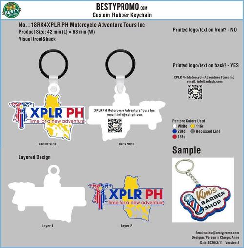 Custom rubber keychain-18RK4XPLR PH Motorcycle Adventure Tours Inc260311