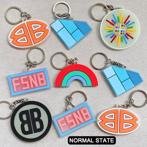 CUSTOM DOUDLE SIDED 3D DIE CUT RUBBER KEYCHAINS-GLOWING