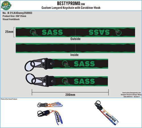 Custom Lanyard Keychain with Carabiner Hook 21LK4Danny250903-V4