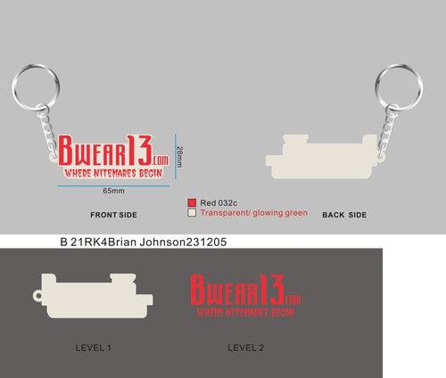 CUSTOM KEYCHAIN-21RK4Brian Johnson GLOW IN GREEN