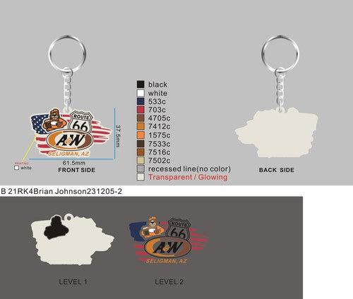 CUSTOM KEYCHAIN-21RK4Brian Johnson GLOW IN GREEN