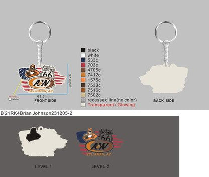 CUSTOM KEYCHAIN-21RK4Brian Johnson GLOW IN GREEN