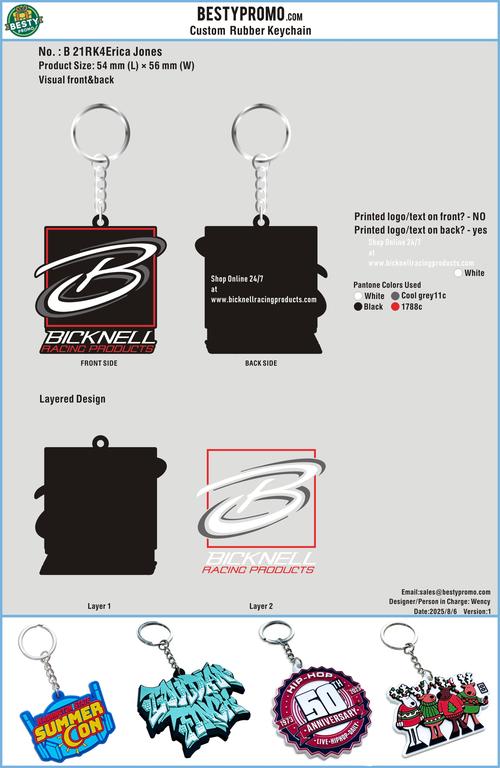 3D Rubber Keychain&Sublimated Lanyards&Zippered Bottle Coolers 21RK4Erica Jones250806