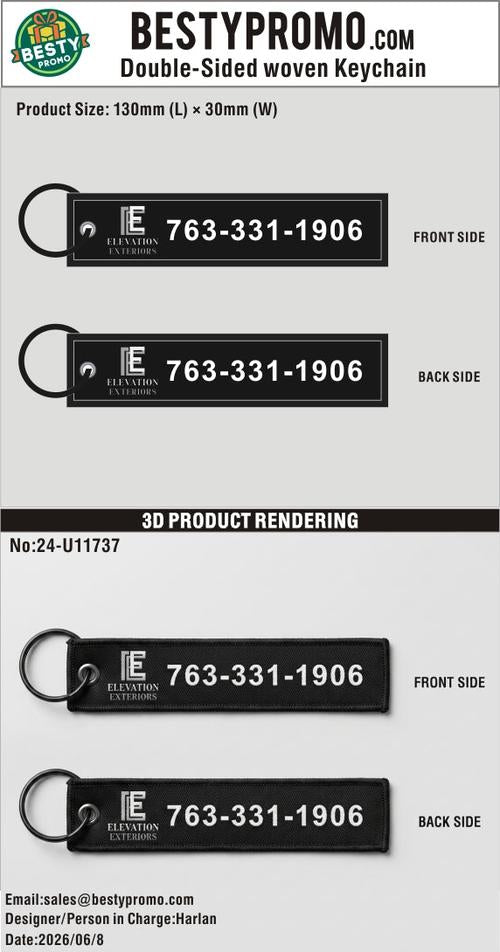 Custom Double-Sided Woven Flight Key Tag-U11737-24-RE