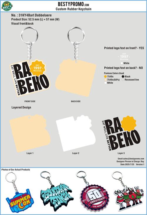 Custom 3D Die Cut Rubber Keychains/Double-Sided Custom Woven Keychains-31WKY4Bart Dobbelaere250725