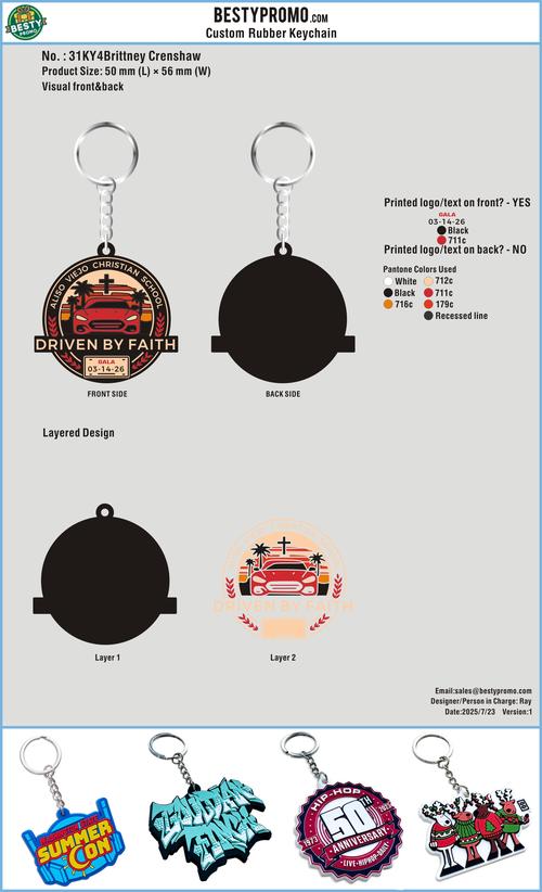 Custom 3D Die Cut Rubber Keychains-31KY4Brittney Crenshaw250723