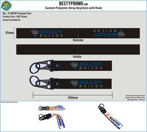Custom Polyester Strap Keychain with Hook-31WSKY4Jason Farr251210
