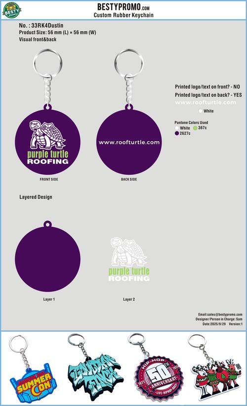 Custom 3D Die Cut Rubber Keychains-33RK4Dustin250929
