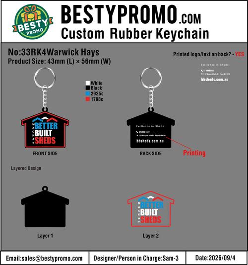 Custom 3D Die Cut Rubber Keychains - 20260911- 33